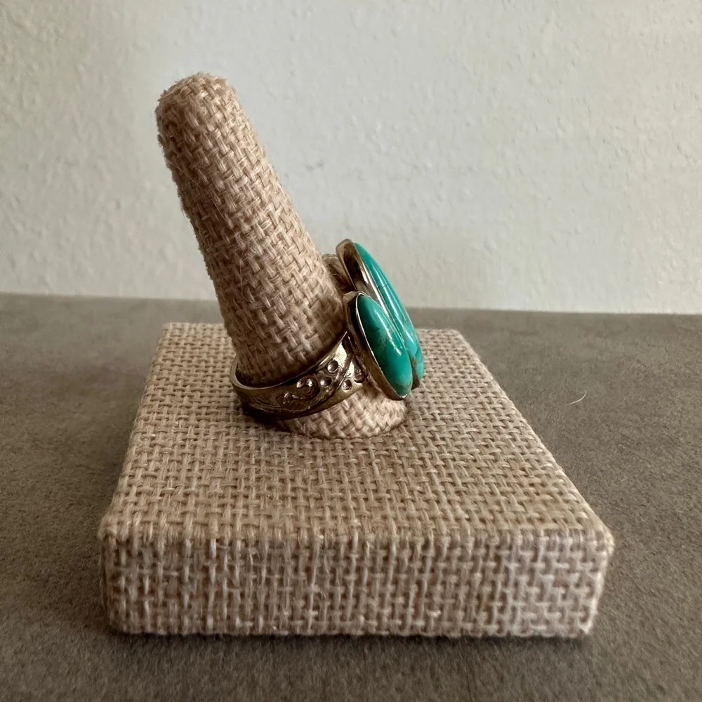 Elegant Turquoise 3 Stone Ring in Sterling Silver by Jay King - Picture 5 of 8